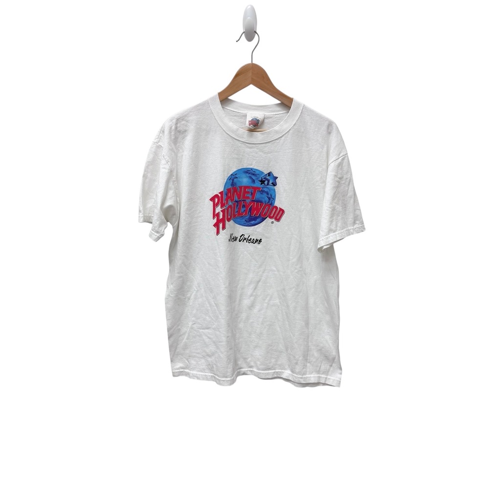 Vintage 1991 Planet Hollywood New Orleans T-Shirt Mens Large White